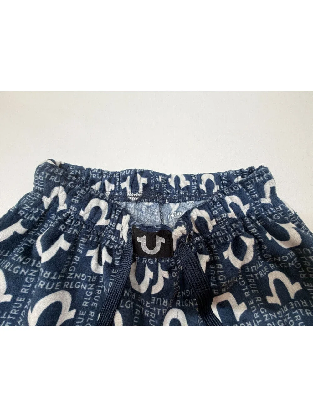 True Religion Men's Pajama Pants Loungewear Drawstring Logo Size S Blue